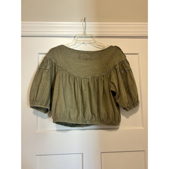 Free People We The Free No Good Alone Tee Willow Green Women's Size Small Crop - Picture 4 of 4